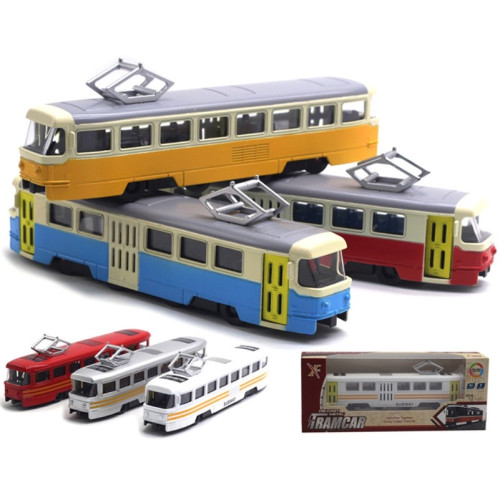 Classic Train Tram Diecast Pull Back Model with LED Music Developmental Kids Toy