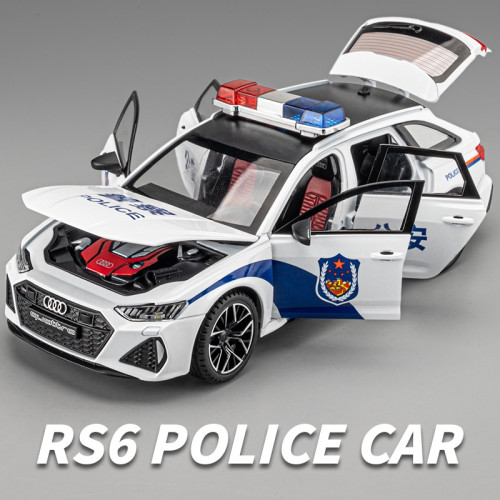 1/24 Audi RS6 Avant Station Wagon Alloy Car Model Diecasts Metal Toy Police Vehicles Car Model Simulation Sound Light