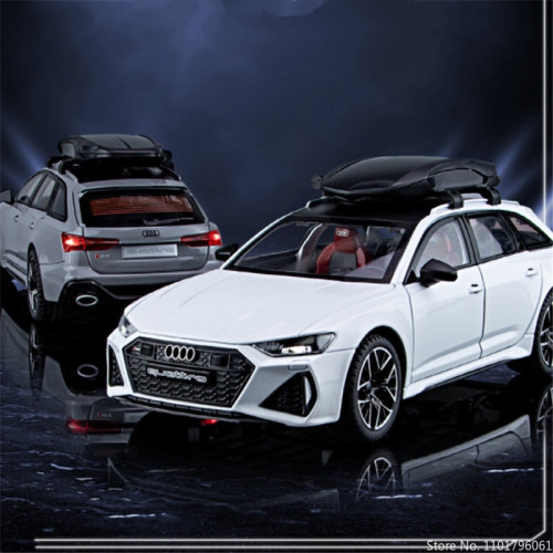 1/24 Car Model Diecast Metal Toy Vehicles Car Model Simulation Sound Light for Audi RS6 Avant Station Wagon Alloy Kids Toys Gift