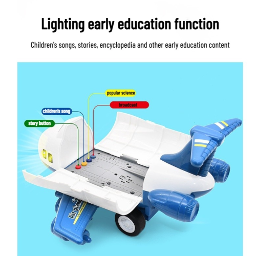 Children's Airplane Toy Set Can Store Inertial Alloy Fire Truck Engineering Vehicle Car Set (BLUE)