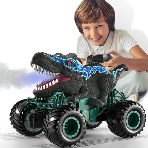 Bennol 2.4GHz Remote Control Dinosaur Car Trucks Toys for Kids Boys, RC Dino Car Toys with Light, Sound & Spray, Indoor Outdoor All Terrain Electric RC Car Toys Gifts for 3 4 5 4-7 8-12 Boys Kids