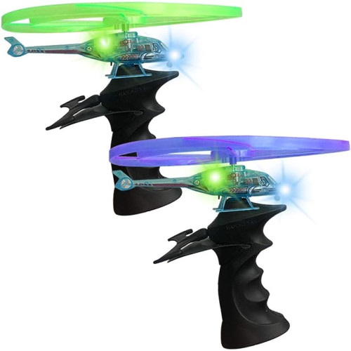 ArtCreativity Light Up Ripcord Helicopters, Set of 2, Cool Flying Toys for Kids with Flashing LEDs, Indoor and Outdoor Toys for Boys and Girls, Great Birthday Gift, Light Up Party Favors