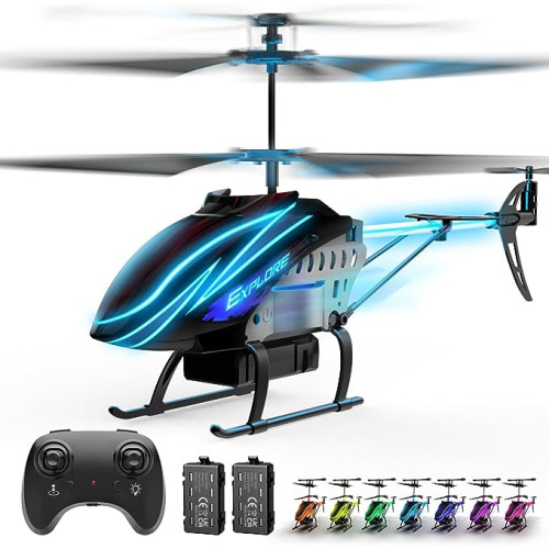 BUSSGO RC Helicopter, Remote Control Helicopter for Kids with 30Mins Flight(2 Batteries), 7+1 LED Light Modes, Altitude Hold, 3.5 Channel, Gyro Stabilizer,Remote Helicopter Toys for Boys and Girls