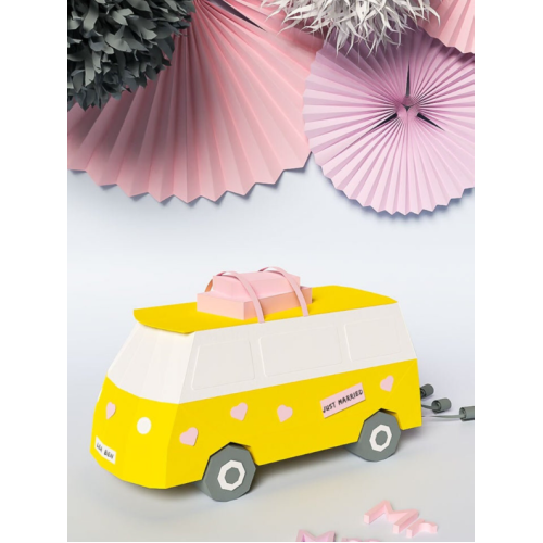 Camping Van Paper Craft, Wedding Gift Money, Digital Template, Origami, PDF Download DIY, Low Poly, Sculpture, Model